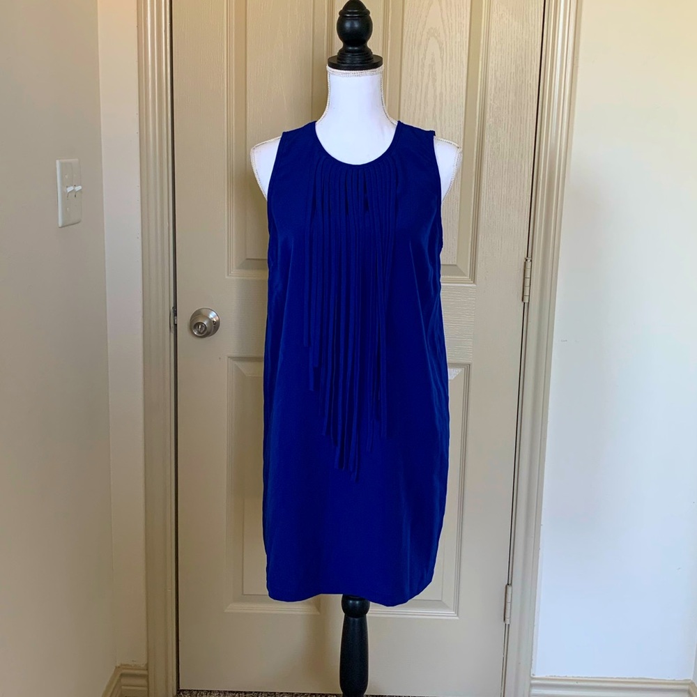 Royal blue forever 21 shift dress with fringe on front  size medium